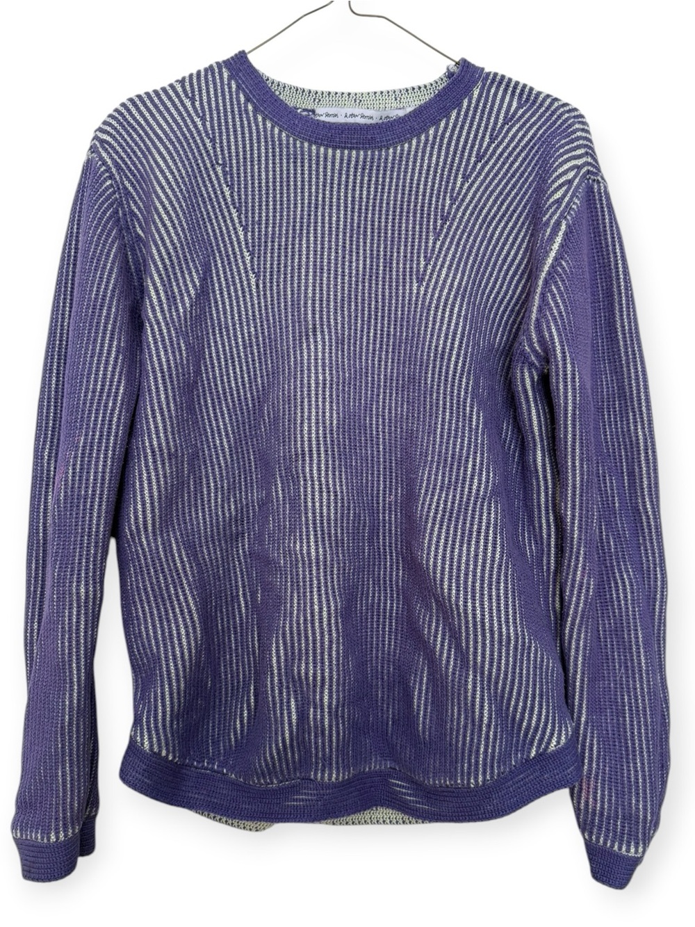 & Other Stories Purple Ribbed Crewneck Sweater Size S Cotton Pullover Knit Thick